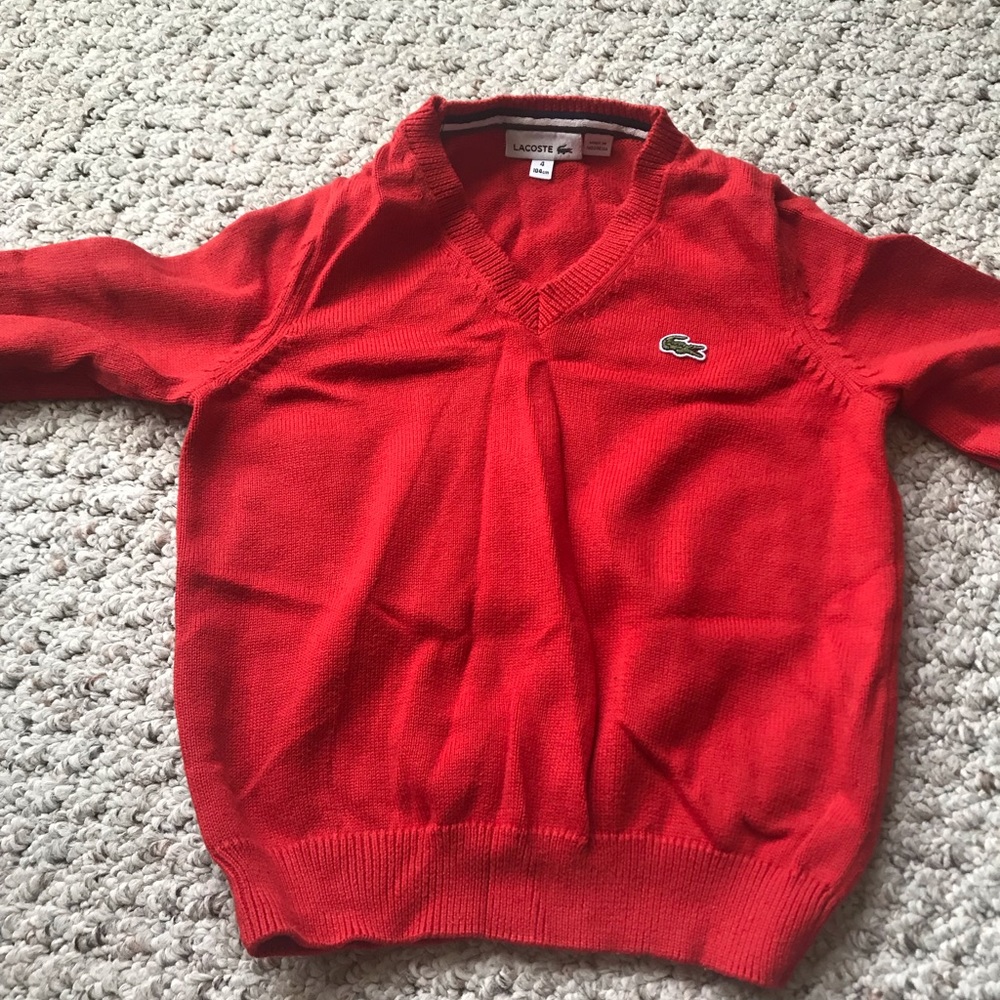 Lacoste Boys Red Long Sleeve Sweater